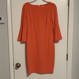 Calvin Klein Peach bell sleeve dress, Size 8